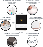 Agenda de luxe format A5 avec couverture en cuir rigide, journal à points, carnet à points lune et étoiles pour cadeau