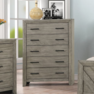 Cama con plataforma y diseño de chevron, cómoda, mesita de noche y armario para decoración rústica y contemporánea del hogar, juego de dormitorio - Product Image 2