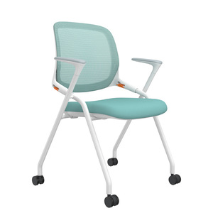 Chaise de bureau moderne pliable en maille avec tablette d'écriture, roulettes confortables, chaise de formation pour l'école et usage commercial - Product Image 6