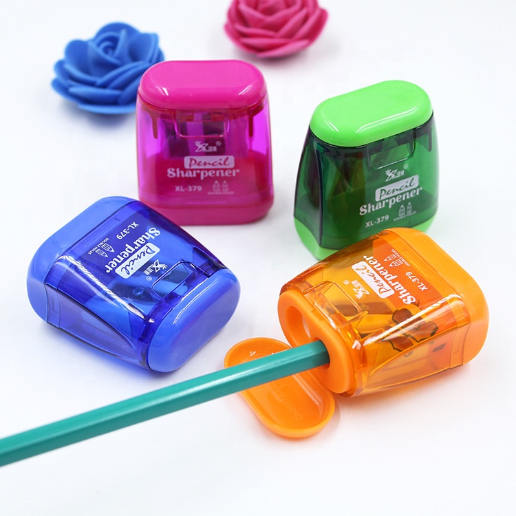 Creative office stationery custom logo two holes plastic pencil sharpener