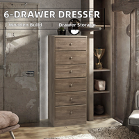 Commode à 6 tiroirs en bois pour chambre à coucher, style nordique