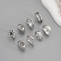 Ensemble de bagues empilables spirales étoiles creuses style punk métal pour femme, accessoires de mode Y2K, bijoux fantaisie, cadeau
