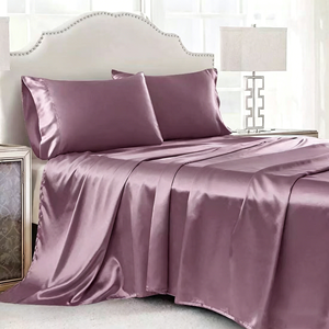 Parure <span class=keywords><strong>de</strong></span> draps en satin moderne, taille Queen, 4 pièces, soyeuse, avec élastiques aux coins, <span class=keywords><strong>drap</strong></span>-housse profond <span class=keywords><strong>de</strong></span> 15 pouces - Product Image 1
