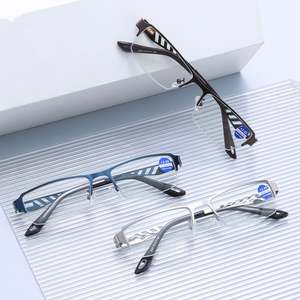 Lunettes de lecture photochromiques anti-lumière bleue pour hommes d'affaires, monture demi-cerclée en métal, collection 2025 - Product Image 4