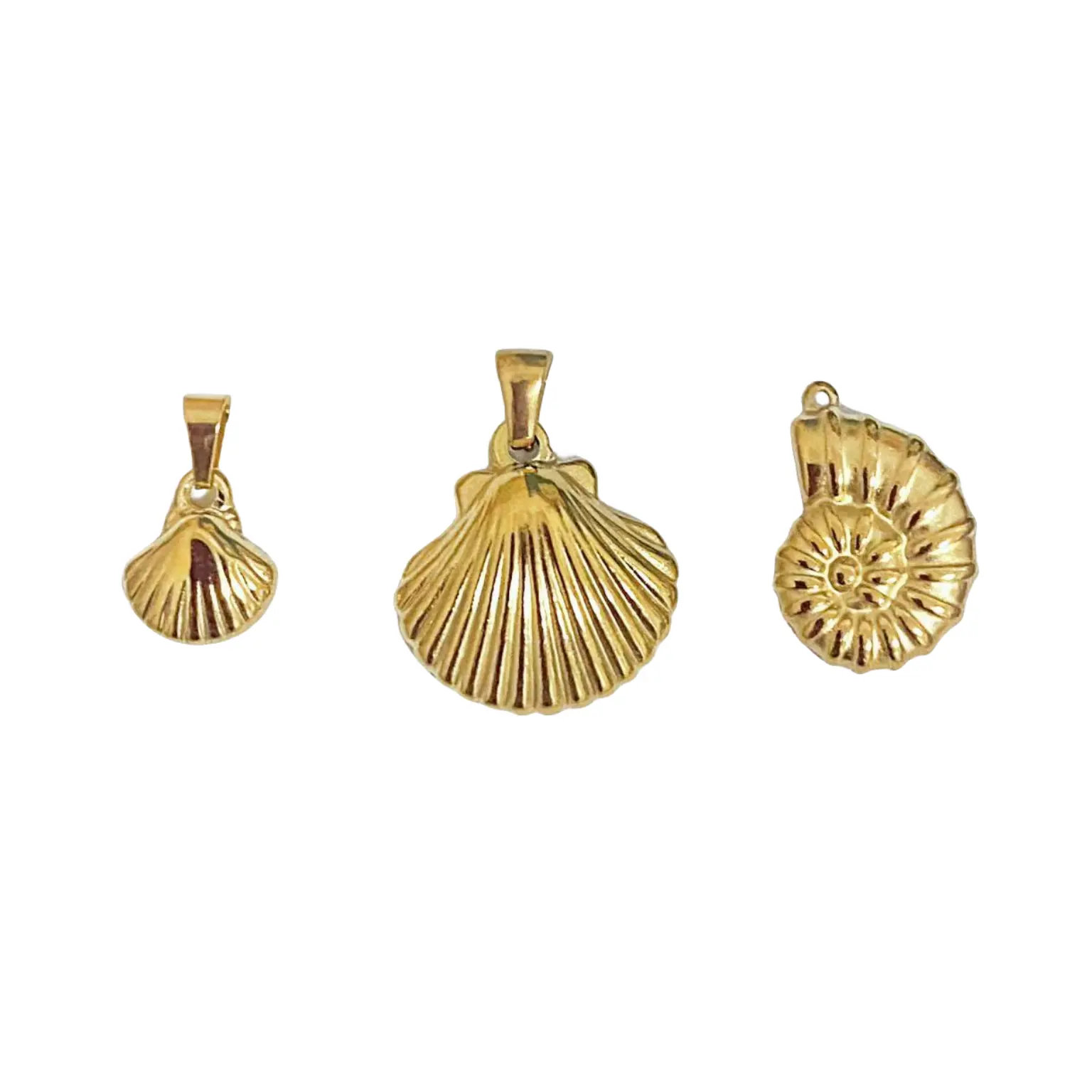 Wholesale Stainless Steel Shell Conch Scallops Pendant Necklace No Fade Gold Plated Charms for Jewelry Making DIY Accessories