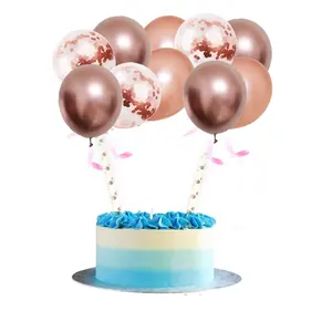 5 Zoll Metallic Roségold Konfetti Ballon Kuchen Cupcake Topper Latex Luftballons für Geburtstag Hochzeitstag Dekoration