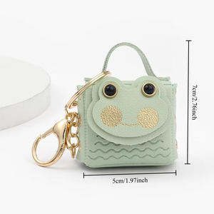 Porte-clés en cuir Kawaii en forme de grenouille, sac à lèvres multifonctionnel, porte-clés, porte-monnaie pour femme, sac à monnaie, pochette à gloss, breloques, pendentifs - Product Image 4