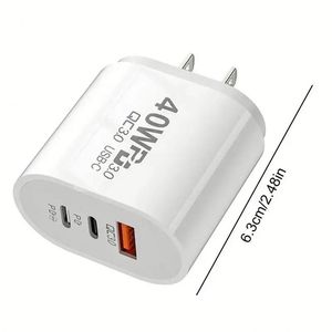 Dual PD+<b>USB</b> Fast Charging 40W TYPE <b>C</b> Port Suitable for Phone 16 15 Pro Max 20W Fast Charging QC3 0 EU/US Standard Travel Charger - Product Image 3