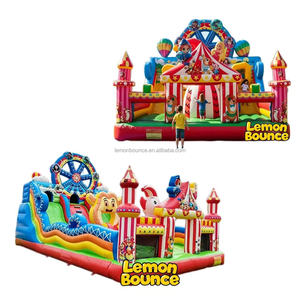 Castillo Inflable Personalizado con Temática de Carnaval y Animales, con Pared de Escalada y Tobogán, para Parques Infantiles Comerciales al Aire Libre - Product Image 2