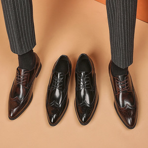 Zapatos Oxford de Vestir con Punta en Pico, de Cuero Genuino Marrón, con Cordones, para Todas las Temporadas, Suela de Goma, Envío Directo - Product Image 4