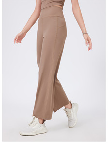 Pantalones de yoga de cintura alta para mujer, de pierna ancha, control de abdomen, levantamiento de glúteos, pantalones rectos, deportivos casuales con bolsillo trasero, al por mayor - Product Image 3