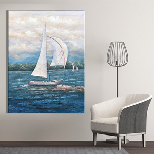 Stampa su tela con paesaggio marino dipinto con pittura <span class=keywords><strong>a</strong></span> <span class=keywords><strong>vela</strong></span> acqua blu pittura <span class=keywords><strong>a</strong></span> olio dipinti murali su tela Art decoro - Product Image 6