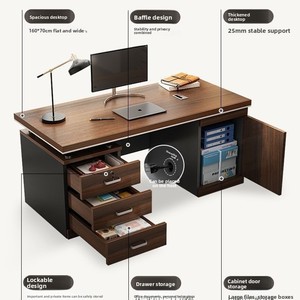 <b>Office</b> Desk Employee <b>Workstation</b> Single Table Chair Set Minimalist Modern Solid Wood Removable Customizable Size Home Drawer - Product Image 4