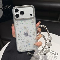 Nouvelle Coque de Téléphone de Luxe au Design Innovant pour iPhone 18 17 16 15 14 Plus 13 12 11 Pro Max avec Paillettes, Effet Aurore, Sangle Nœud et Procédé de Résine Époxy