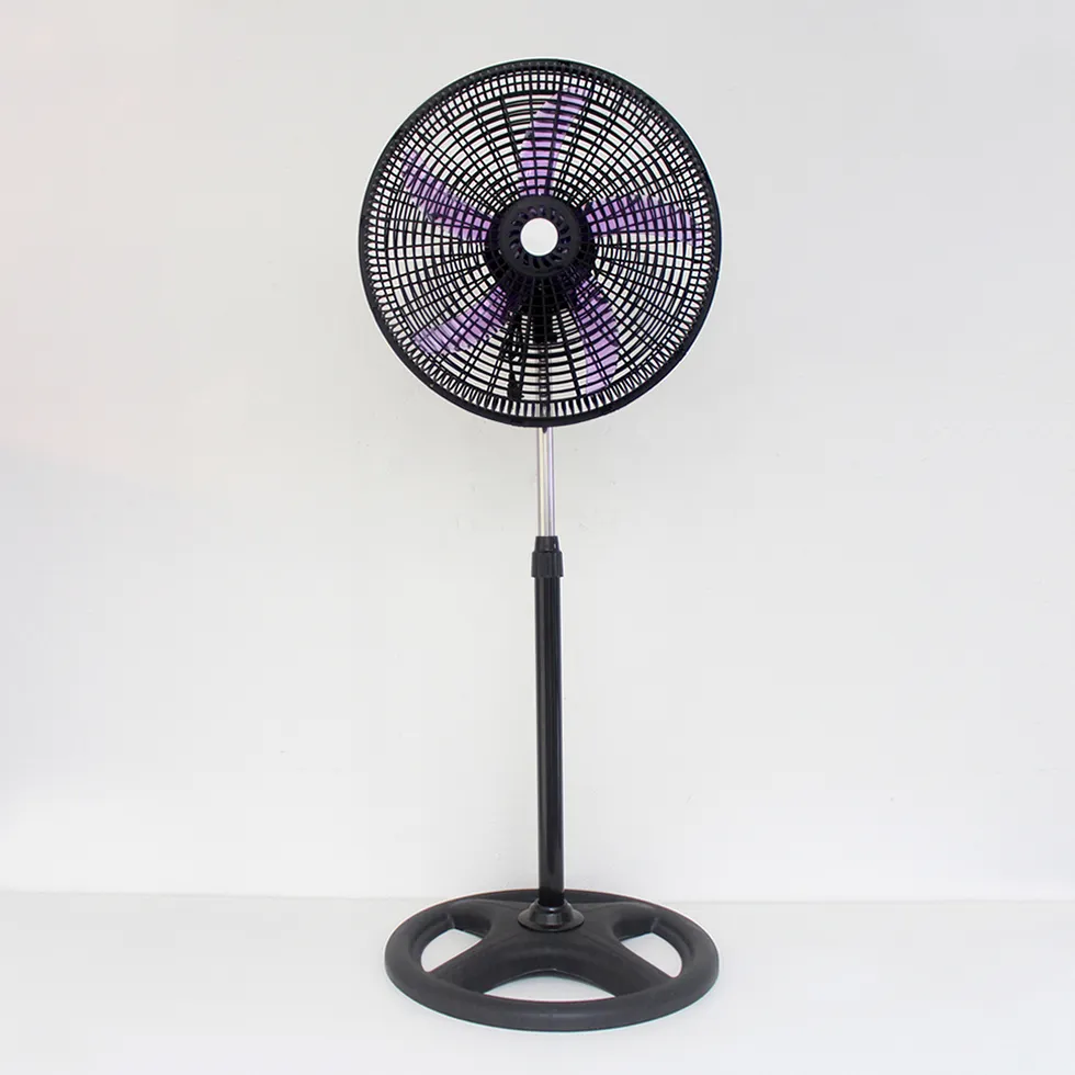 Home Living Room Black Plastic Grill Powerful Air Cooling 5 Blades 3 Speeds 18 Inch Electric Stand Fan