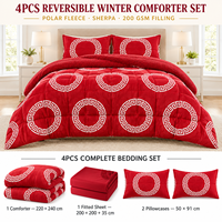 Ensemble de couette d'hiver Borrego 4 pièces en polaire imprimée Sherpa, avec drap-housse et 2 taies d'oreiller – Vente en gros