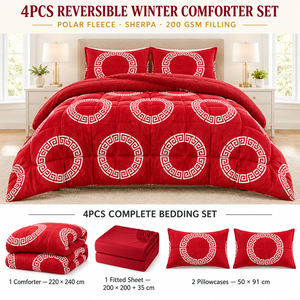 Juego de Edredón Borrego de Invierno de 4 Piezas al por Mayor, con Estampado de Forro <span class=keywords><strong>Polar</strong></span> Sherpa Reversible, Sábana Ajustable y 2 Fundas de Almohada - Product Image 2