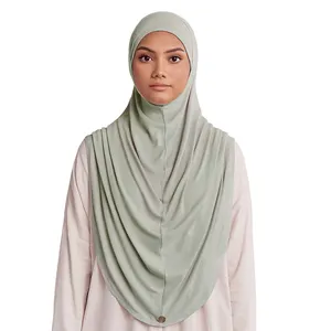 Großhandel Soft Cotton Stretch Jersey Hijab Premium Malaysia Frauen Instant Khimar Hijab Schals