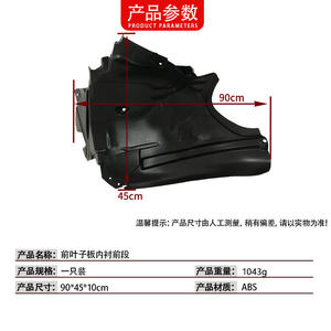 Revestimiento de Guardabarros Delantero para Mercedes-Benz Clase E W212, Sección Delantera 90x45x10cm, ABS Negro, Pieza de Repuesto - Product Image 1