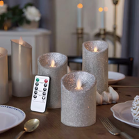 Set Lilin LED Tanpa Api 3 Buah dengan Remote Control, Nyala 3D, Lilin Parafin - Untuk Perayaan Tahun Baru & Wisuda