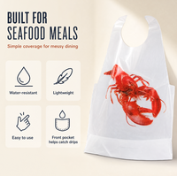 Bavoirs jetables écologiques en plastique/coton pour adultes, avec attaches, pour la cuisson de fruits de mer (homard, crabe, écrevisses) - Vente en gros usine