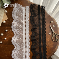 Bordure en dentelle à volants sur trois niveaux de 7 cm, bord festonné ondulé, garniture moelleuse pour robes féminines et usine Lolita