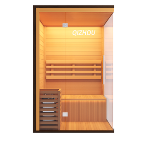 Hiện Đại 2-Người Trong Nhà Khô Phòng Tắm Hơi Với Ánh Sáng Màu Đỏ Rắn Gỗ Điện Sưởi Ấm Bảng Điều Khiển Hơi Nước Ướt Chức Năng Cho Bán - Product Image 3