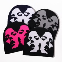 Gorro de Punto Personalizado Y2K con Logotipo Jacquard, Gorro de Invierno con Logotipo en Toda la Superficie, Gorro de Calavera con Bordado 3D para Playa o Negocios