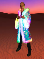 Nouvelle veste en fausse fourrure à paillettes argentées Patchwork LED Costume lumineux Applicable à plusieurs scénarios Manteau en fausse fourrure pour hommes