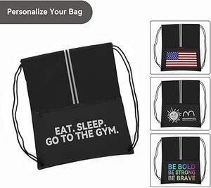 Sac de sport en polyester de haute qualité avec cordon de serrage et logo personnalisé, sac à dos imperméable, sacs cadeaux, sacs à dos de voyage en plein air, sacs à dos de camping - Product Image 2