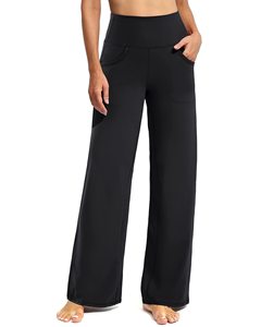 Pantalones deportivos de yoga para mujer, de pierna ancha, elásticos, holgados, con bolsillos y cinturón, ideales para ocio y actividades transfronterizas. - Product Image 1
