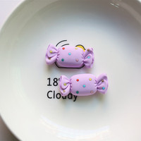 Breloques en résine à dos plat, motifs pois pastel et bonbons, accessoires de décoration faits main pour coques de téléphone, pinces à cheveux et ornements artisanaux