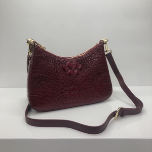 Sac à bandoulière pour femme tendance, 100% cuir de crocodile, fermeture à glissière, bandoulière simple, couleur bordeaux, toutes saisons, usage quotidien - Product Image 5