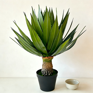 <span class=keywords><strong>Agave</strong></span> Artificial <span class=keywords><strong>Grande</strong></span> de 120 cm con 56 Hojas, Árbol Antiguo con Espinas, Banda Azul, Cactus Artificial en Maceta de Plástico Negra, Decoración de Piso para el Hogar - Product Image 2