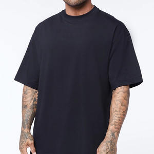 Streetwear 100% coton de qualité supérieure pour hommes T-shirts lourds T-shirt surdimensionné de luxe à épaules tombantes imprimé avec logo personnalisé pour hommes - Product Image 5