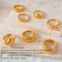 Ensemble de bagues pour femme EMANCO en acier inoxydable plaqué or 18 carats à texture coquillage, idéal pour mariage, fiançailles, rendez-vous décontracté, vente en gros et dropshipping