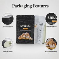 Sachet alimentaire personnalisé imprimé en gros, refermable avec fermeture éclair, noir mat, pour noix, fromage, bonbons, chocolat