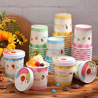 Gobelets en papier pour desserts glacés, imprimés en couleur, écologiques, avec couvercles en dôme, design personnalisé