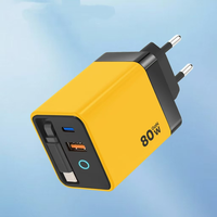 Servicio Integral de Cargadores USB PD de 80W para UE/EE. UU./Reino Unido y Adaptador con Cable USB C Retráctil, Carga Rápida para Teléfono Móvil