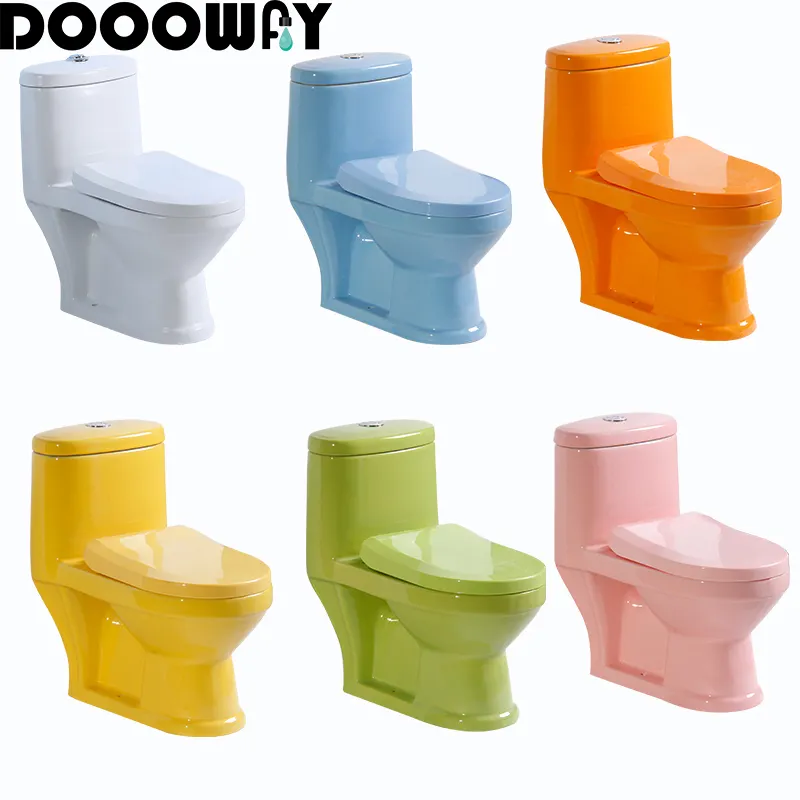 Lovely Children's Toilet Seat Kids Toilet Seat One Piece Self-cleaning Smooth Glazed Ceramic Floor Mounted Colorful Modern Hotel