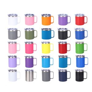 Custom Logo Printed Stainless Steel Cup 12oz <b>Double</b> <b>Wall</b> Tumbler Coffee Travel <b>Mug</b> With Lid and Handle - Product Image 3