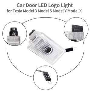 Tesla Car Door <b>Projection</b> <b>Lights</b> Original Factory Lettering Black Shield Logo Plastic Retrofit Upgrade Ambient Laser <b>Lights</b> - Product Image 4
