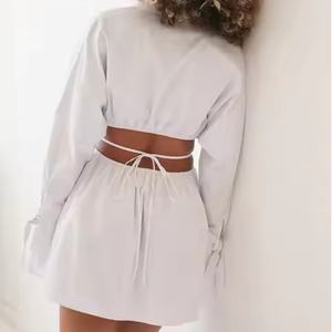 ชุดเดรสผู้หญิงคุณภาพสูงสำหรับฤดูใบไม้ร่วงจากผู้ค้าส่ง Ootd  ชุดเดรสเรียบง่ายสไตล์ธุรกิจพร้อมโลโก้สั่งทำพิเศษ ชุดเดรสโปโลสั้นเอวโชว์ - Product Image 2