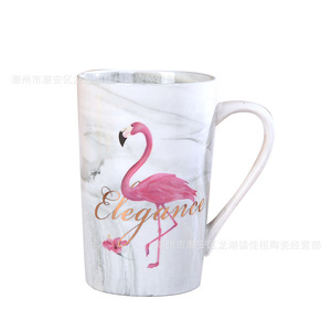 Jia Huan Ceramics <b>Marble</b> Ceramic <b>Mug</b> With Flamingo Design Wedding Gift Cup Microwave Safe Office Water Cup - Product Image 5