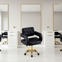 Fauteuil de Barbier Portable en Cuir Synthétique Marron Moderne, Mobilier de Salon Professionnel, Style Contemporain pour Salon
