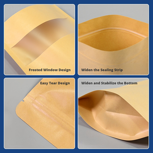 Phổ biến thủ công giấy Cookie kẹo hạt Snack cà phê bao bì thực phẩm đứng lên Túi giấy Kraft Nâu Túi Dây Kéo Túi với cửa sổ - Product Image 4