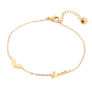 Bracelet en or rose avec lettre d'amour en forme de cœur, bijoux pour femmes, cadeau pour la Saint-Valentin - Product Image 1