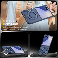 Funda Magnética Plegable 2 en 1 de TPU y PC a Prueba de Golpes con Protección de 360° °   Soporte Giratorio con Anillo y Cubierta Deslizante para Cámara para Samsung Galaxy Z Flip 7 8