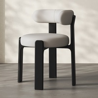 Chaise de salle à manger en bois massif de style français rétro du milieu du siècle, revêtement en cuir, écologique, durable, design portable, légère