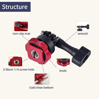Adaptateur de chaussure chaude en aluminium réglable le plus vendu qui peut connecter plusieurs appareils, technologie CNC et vis 1/4 à vis 3/8